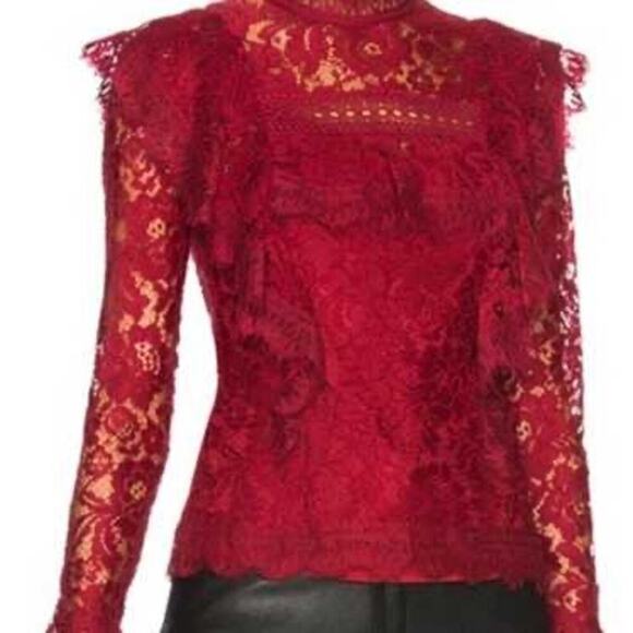 Nicholas Jasper Frill Top in Burgendy Lace Size 4 - Picture 2 of 12